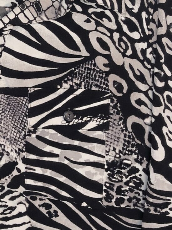 Vintage 90s Animal Print Shirt Dress Size 12 Zebra Leopard Abstract Midi - Picture 6 of 7